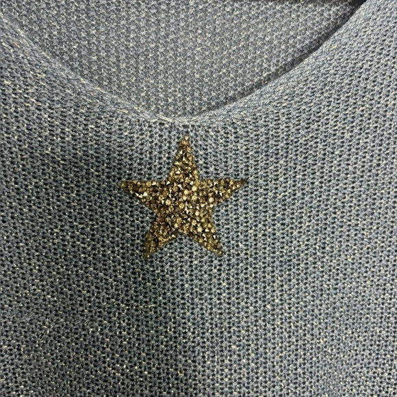 Flora Ashley Slouchy Knit Gold Star Oversized Sweater Top Size XS - Picture 3 of 11
